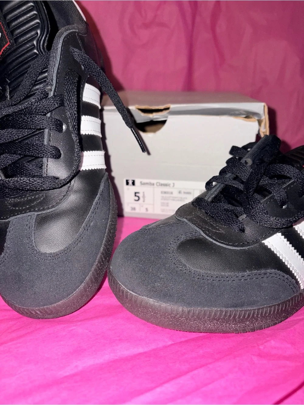 adidas Black and White Samba Classic Sneakers for Kids